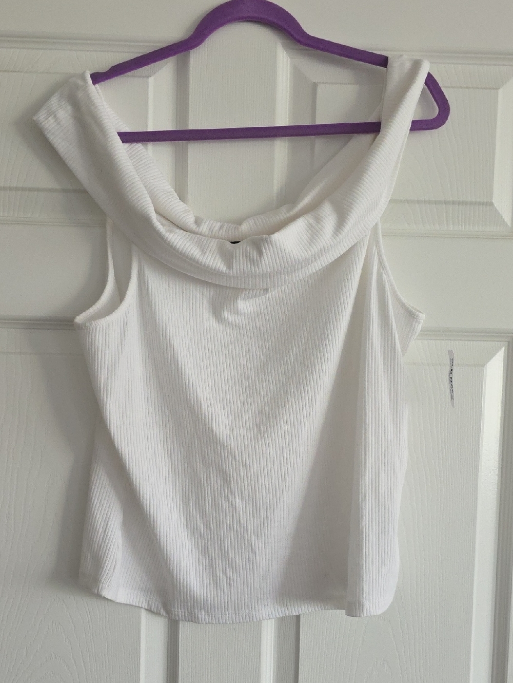 NWT Old Navy White Ribbed Off-the-Shoulder Top